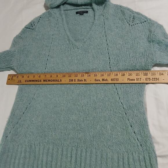 American Eagle Med JEGGING FIT Light Blue hooded Long-Sleeved Sweater Wool Blend - Picture 9 of 14